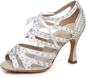 Women Rhinestones Ballroom Dance Shoes Wedding Party High Heeled, YC-L433