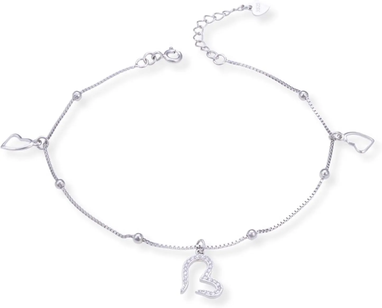 Women Silver Anklet,Anklets Hollow Heart Anklets 9.64 inches Sterling Silver Anklets Women