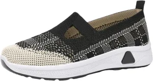 Women Walking Shoes Slip On Comfortable Women's Woven Orthopedic Breathable Soft Sole Shoes Hands Free Slip in Sneakers for Walking Trave