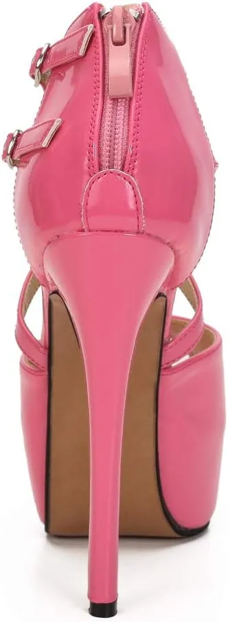 Women's Ankle Cross Strap Sandals Platform Stiletto Dress Zip