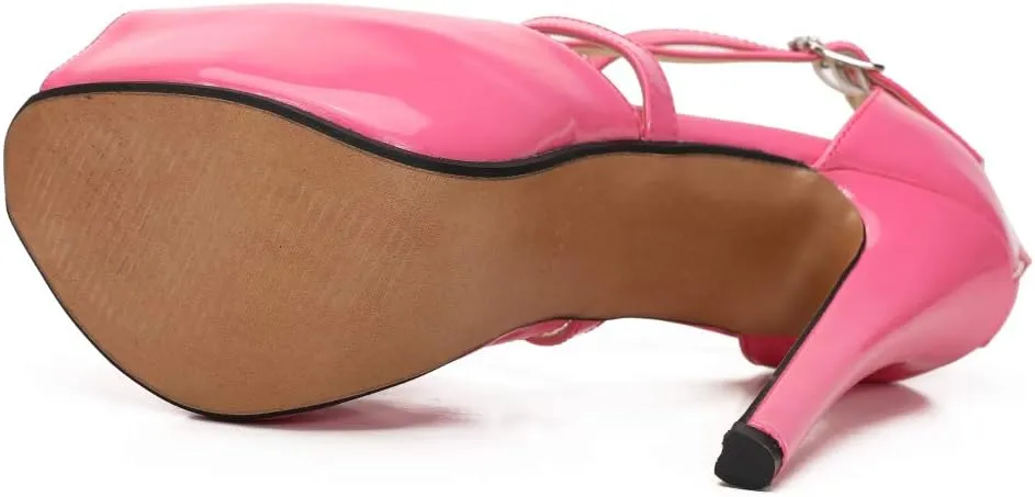 Women's Ankle Cross Strap Sandals Platform Stiletto Dress Zip