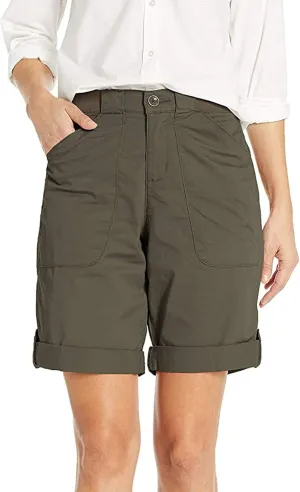 Women's Bermuda Shorts Casual High Waist Shorts Relaxed Fit Summer Pleated Cargo Button Shorts with Pockets