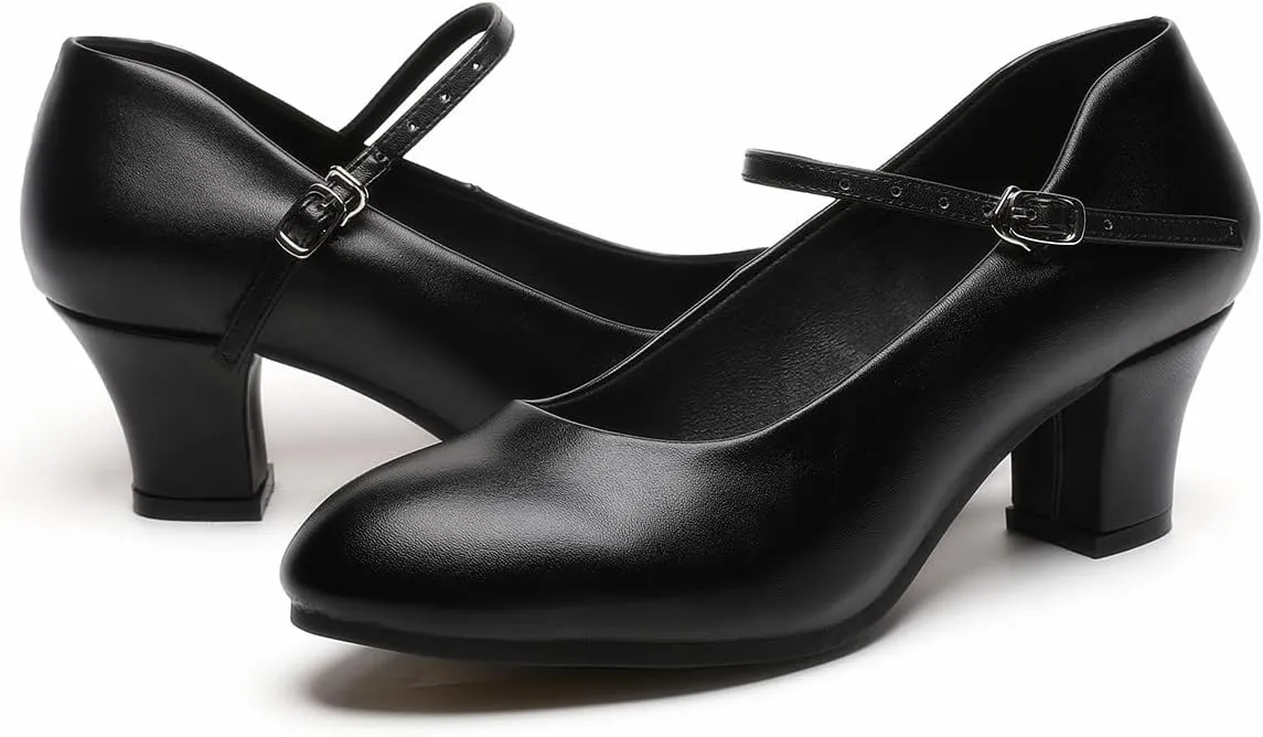 Women's Black Non-Slip Latin Salsa Dance Heels Ballroom Character Shoes Prom Dress Pumps