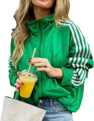 Women's Bomber Jackets Zip-Up Windbreakers Cropped Jackets Varsity Sportswear Casual Clothing 90s Streetwear