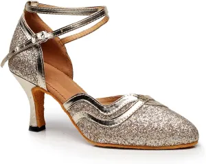 Women's Closed Toe Suede Sole Ballroom Pumps Dance Shoes with 2.7" Heel