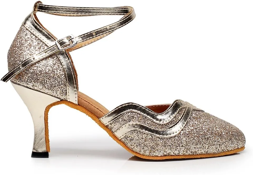 Women's Closed Toe Suede Sole Ballroom Pumps Dance Shoes with 2.7" Heel