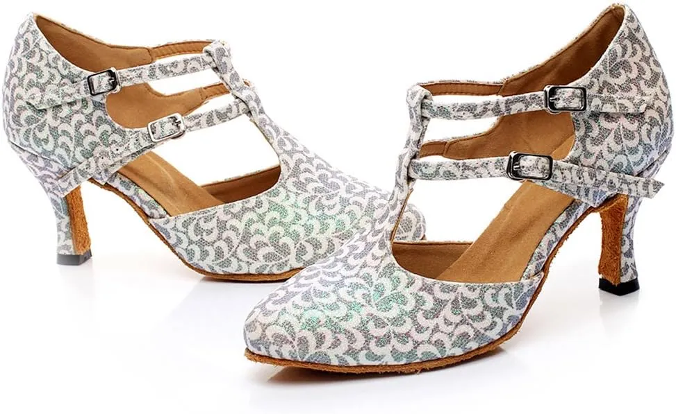 Women's Closed Toe Suede Sole Ballroom Pumps Dance Shoes with 2.7" Heel