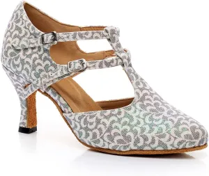 Women's Closed Toe Suede Sole Ballroom Pumps Dance Shoes with 2.7" Heel