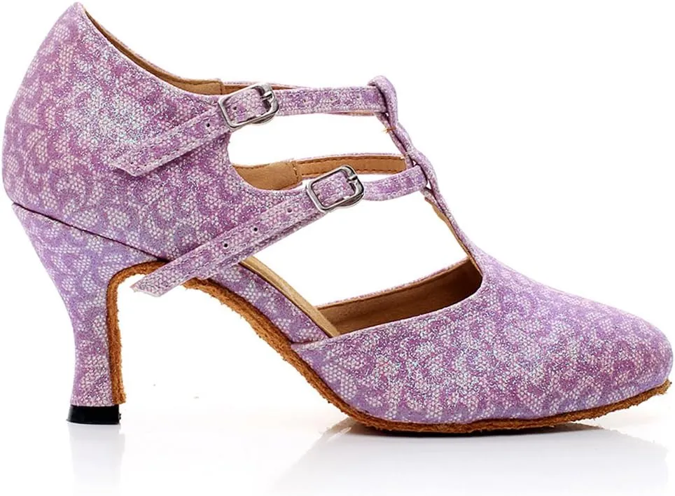 Women's Closed Toe Suede Sole Ballroom Pumps Dance Shoes with 2.7" Heel