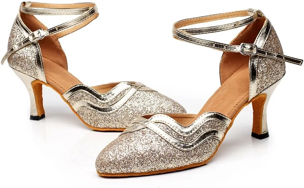 Women's Closed Toe Suede Sole Ballroom Pumps Dance Shoes with 2.7" Heel