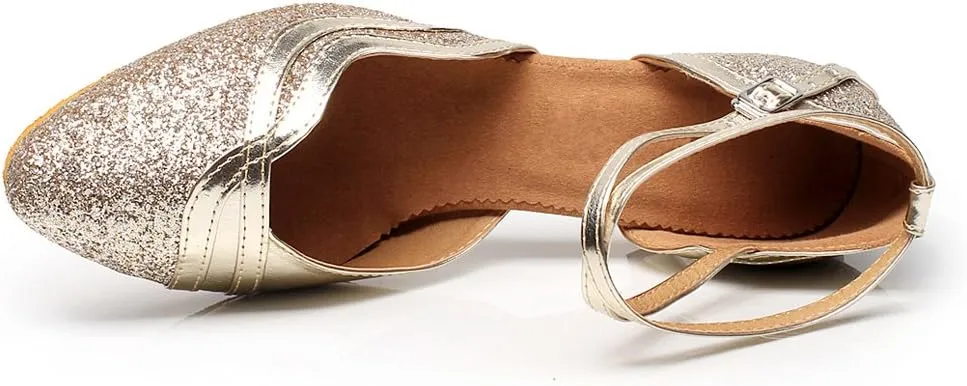 Women's Closed Toe Suede Sole Ballroom Pumps Dance Shoes with 2.7" Heel