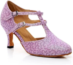 Women's Closed Toe Suede Sole Ballroom Pumps Dance Shoes with 2.7" Heel