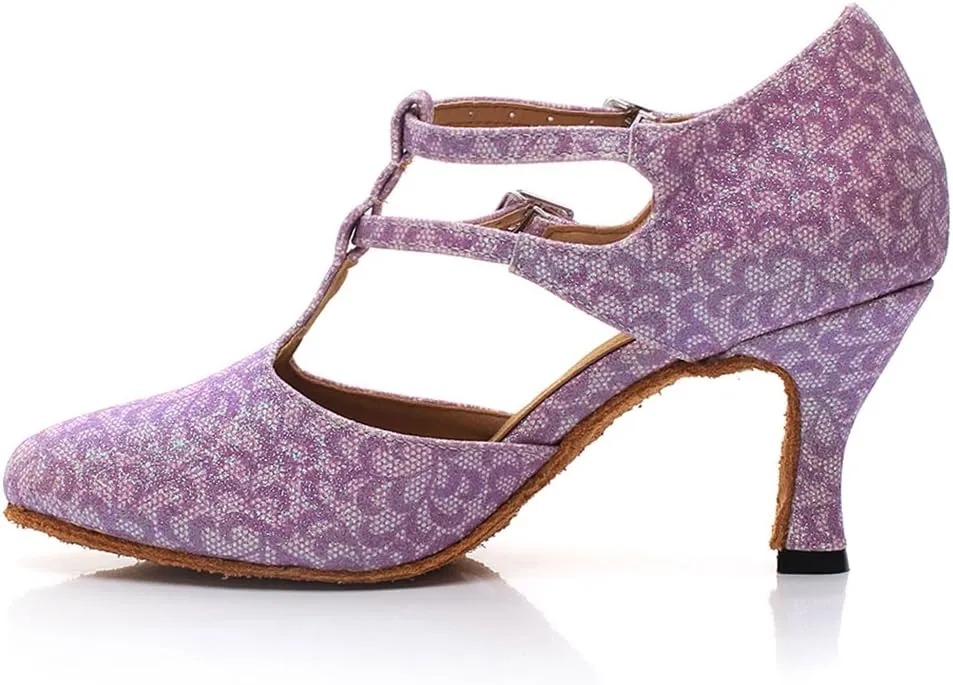 Women's Closed Toe Suede Sole Ballroom Pumps Dance Shoes with 2.7" Heel