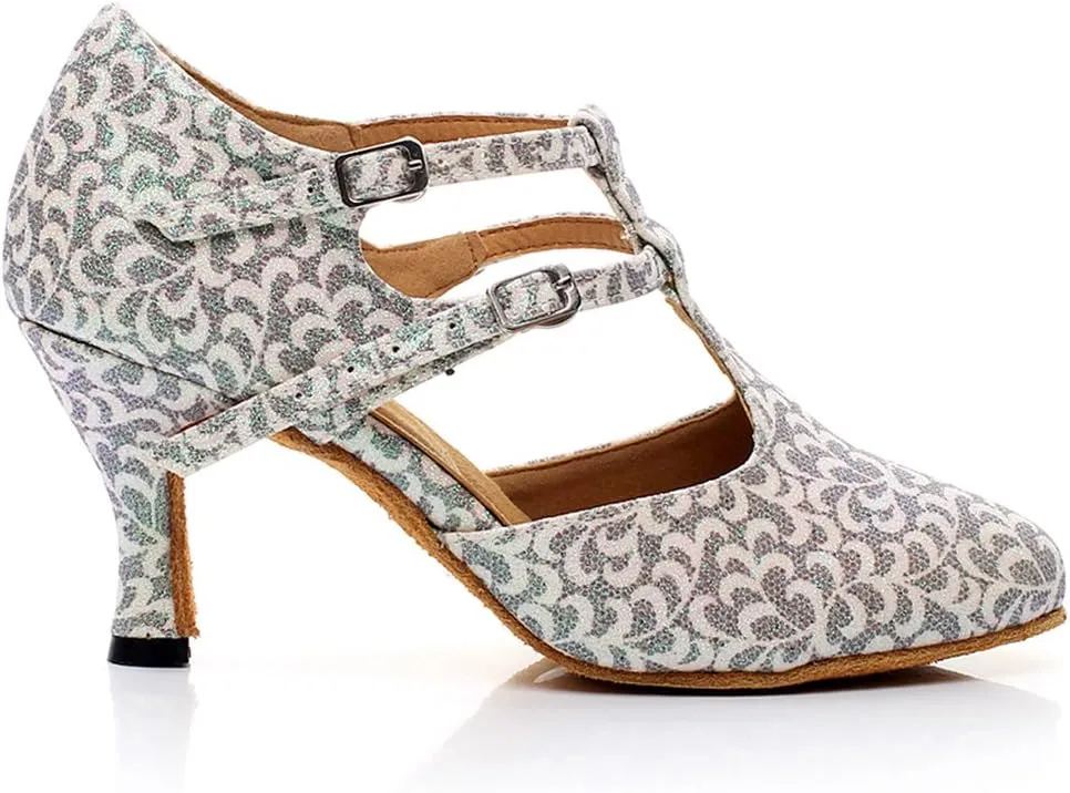 Women's Closed Toe Suede Sole Ballroom Pumps Dance Shoes with 2.7" Heel