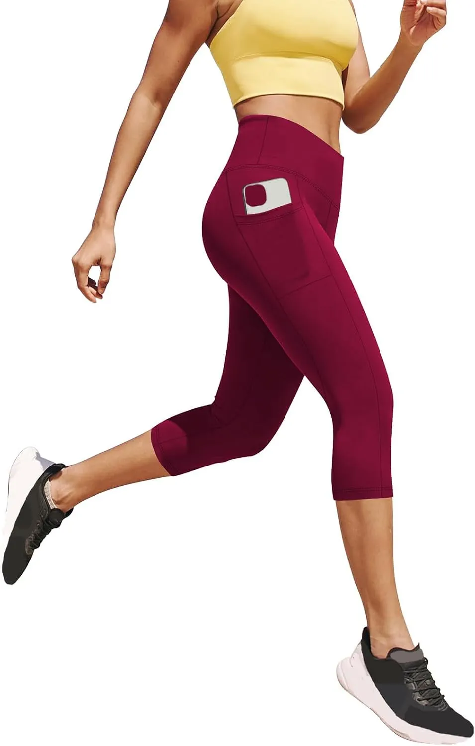 Women's Cropped Trousers Ladies 3/4 Cropped Pants Ladies High Waist Leggings Stretch Fit Yoga Pant Summer