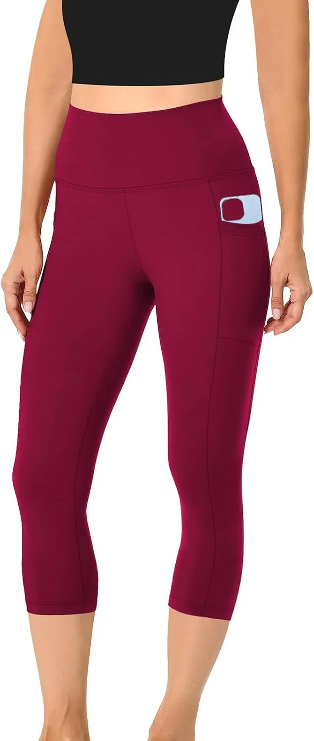 Women's Cropped Trousers Ladies 3/4 Cropped Pants Ladies High Waist Leggings Stretch Fit Yoga Pant Summer