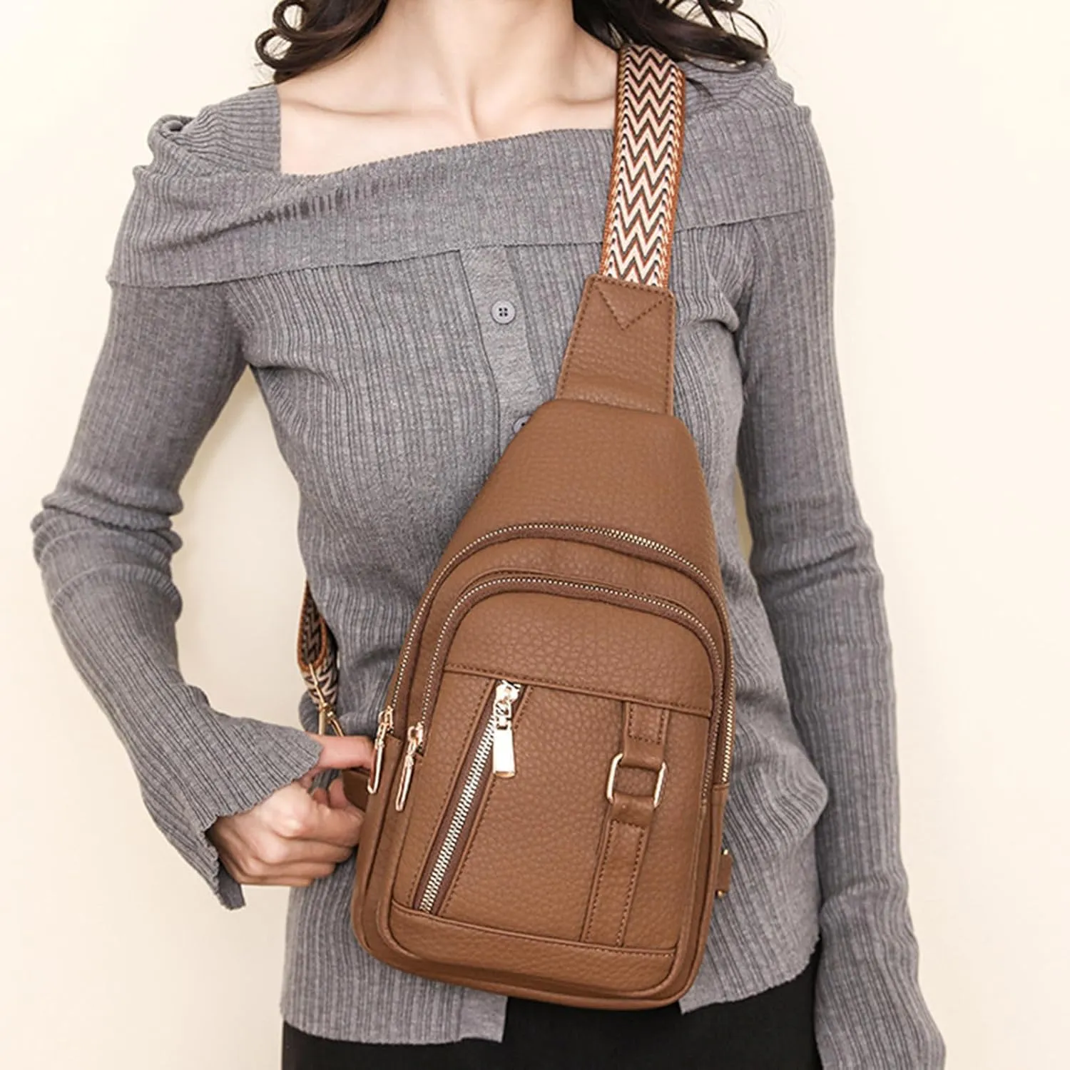 Women's Crossbody Handbags 2024 New Leather Crossbody Fanny Packs for Women,trendy Chest Bag Backpack with Adjustable Strap,cross Body Bag for Hiking Sports Outdoor Travel