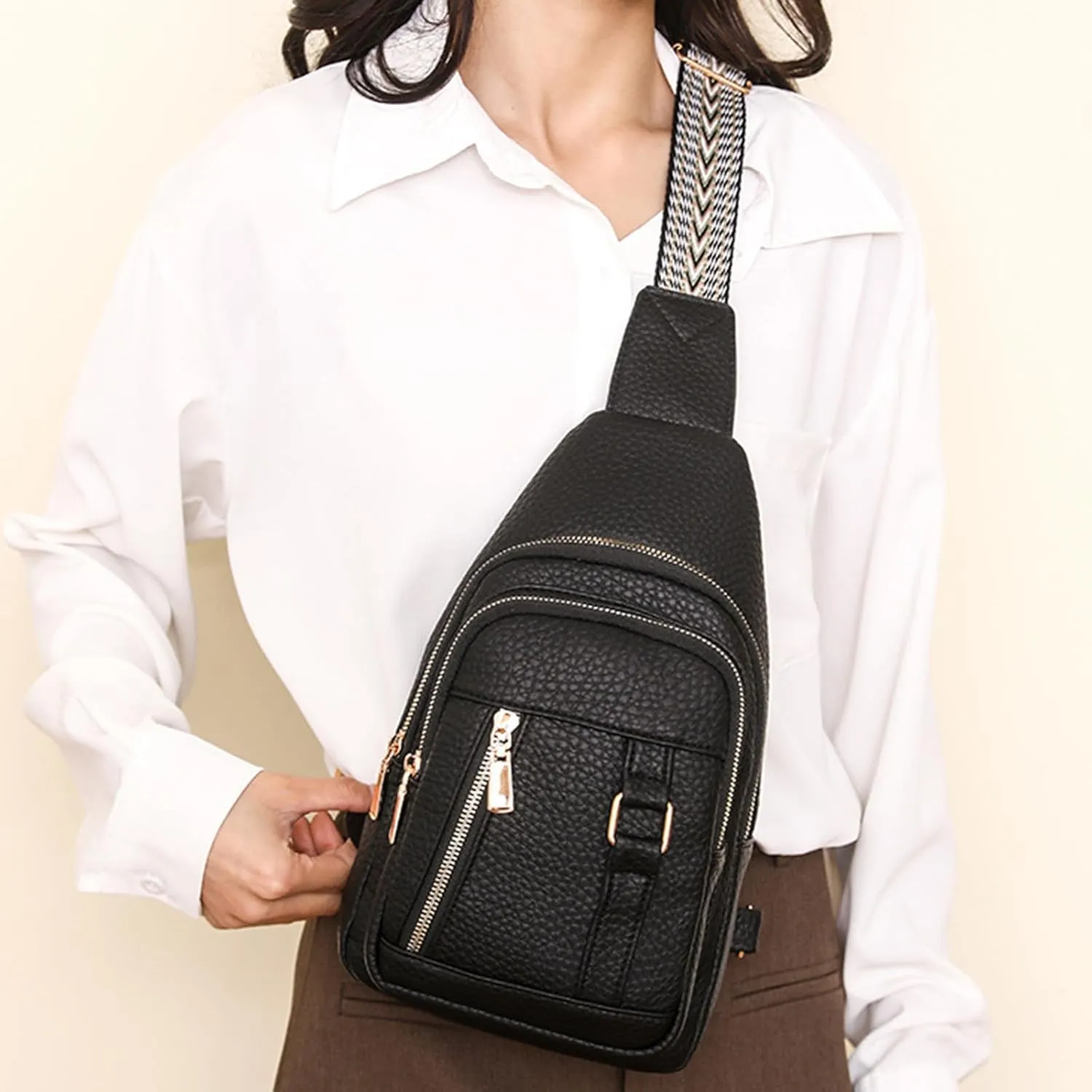 Women's Crossbody Handbags 2024 New Leather Crossbody Fanny Packs for Women,trendy Chest Bag Backpack with Adjustable Strap,cross Body Bag for Hiking Sports Outdoor Travel
