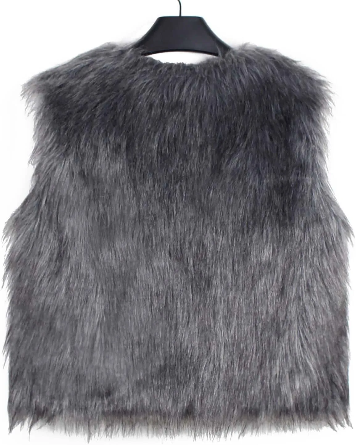 Womens Elegant Faux Furry Coat Ladies Warm Fur Jacket Winter Solid V-Neck Sleeveless Cardigan Outerwear