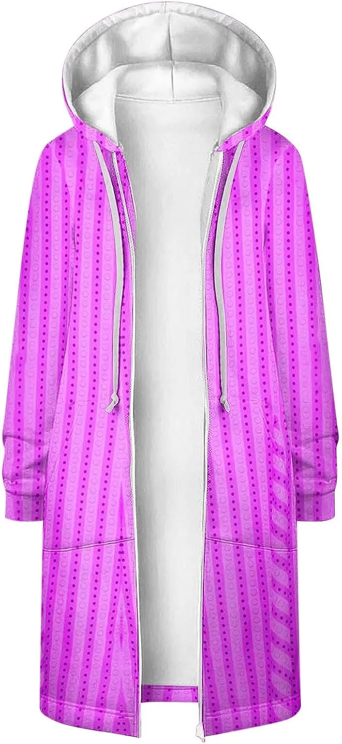 Womens Fall Jackets 2024 Vintage Striped Baggy Hoodies Long Sleeve Winter Coats Loose Fitted Tops Outerwear