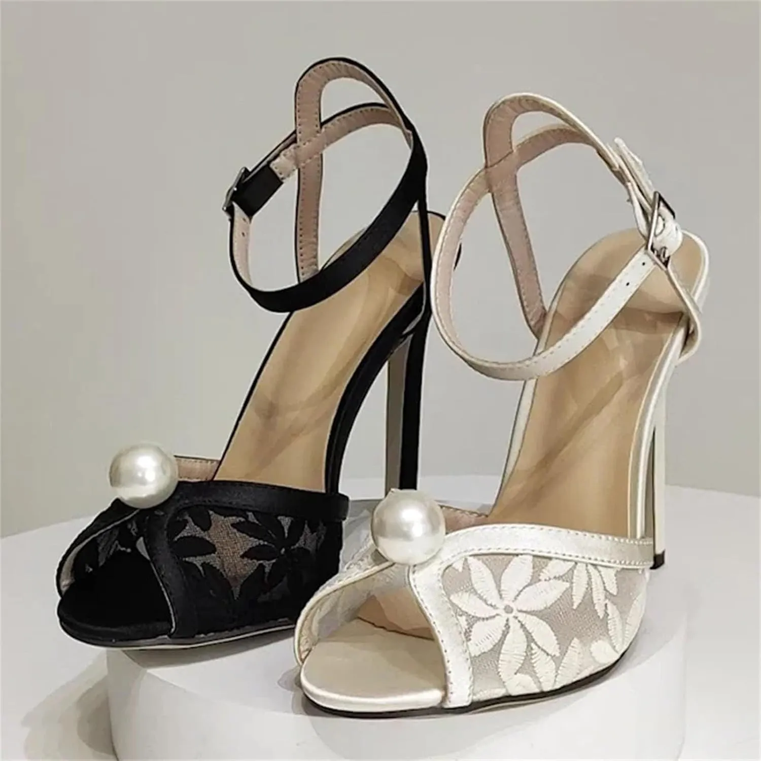Women's Gladiator Sandals - 2025 Hollow Out Pearl Peep Toe Heels
