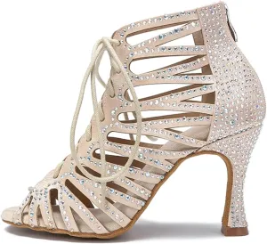 Women's Hollow Out Ballroom Dance Boots - Indoor High Heels Party Shoes, 5CM/2Inch Heel Height