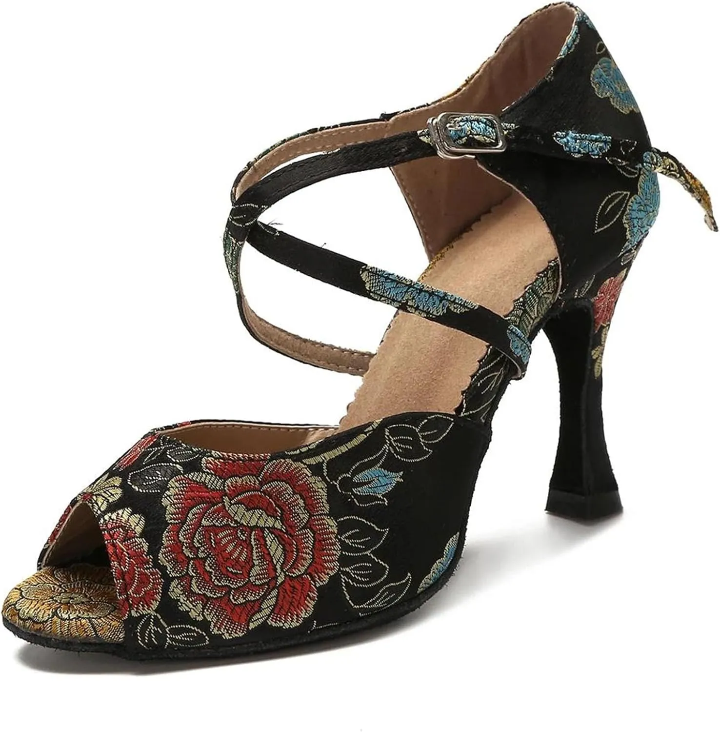 Women's Latin Dance Training Shoes - Tango Salsa Rumba Ballroom Satin Heels, 5CM/2Inch Heel Height