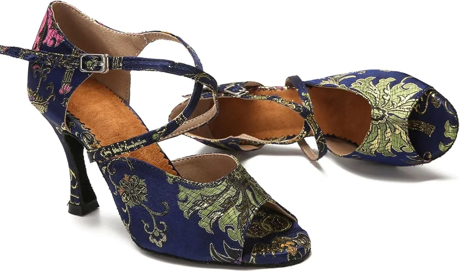 Women's Latin Dance Training Shoes - Tango Salsa Rumba Ballroom Satin Heels, 5CM/2Inch Heel Height
