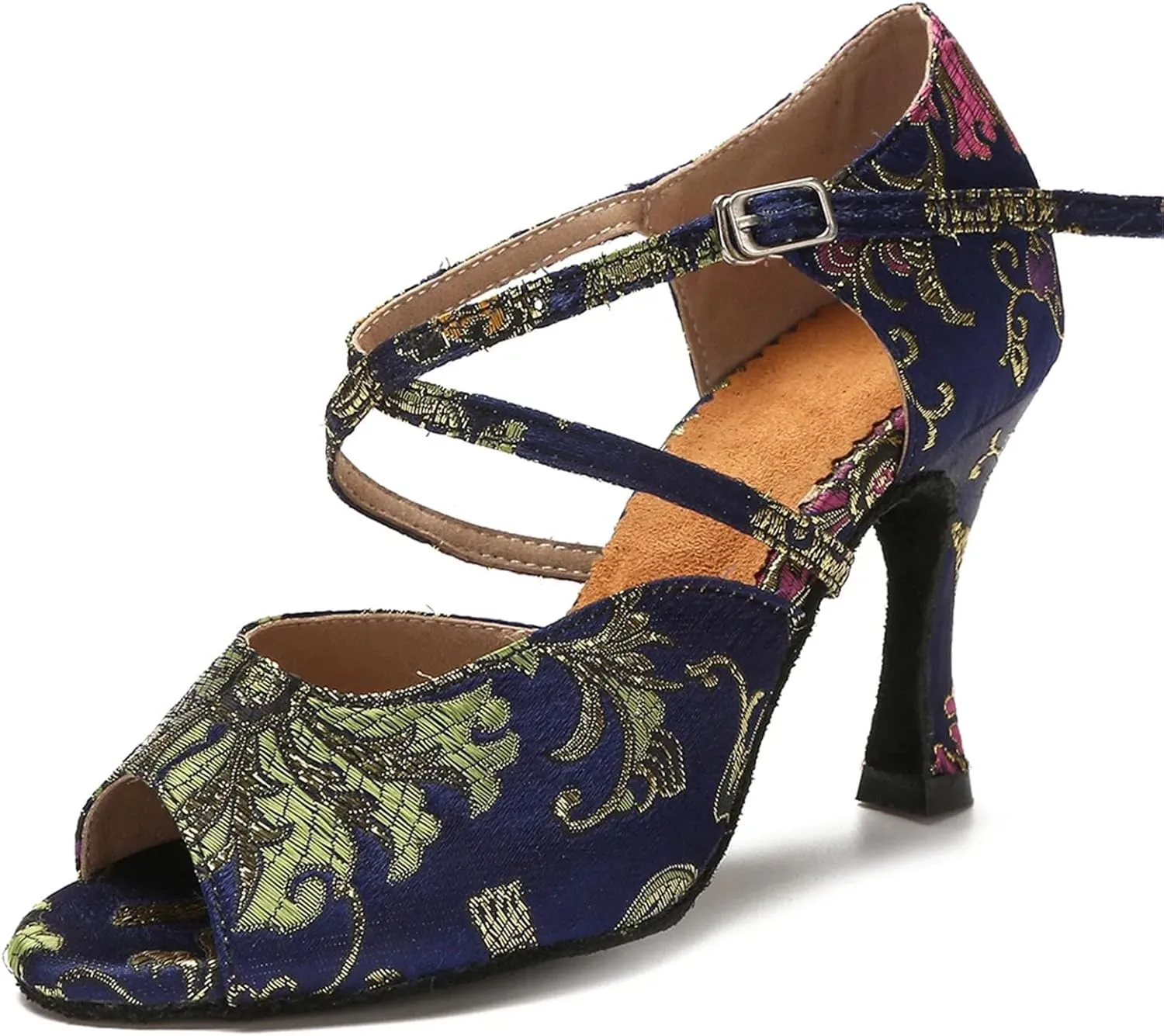 Women's Latin Dance Training Shoes - Tango Salsa Rumba Ballroom Satin Heels, 5CM/2Inch Heel Height