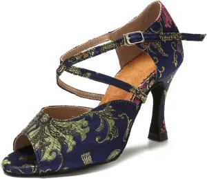 Women's Latin Dance Training Shoes - Tango Salsa Rumba Ballroom Satin Heels, 5CM/2Inch Heel Height