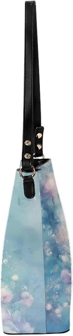 Women's Leather Handbags Designer Tote Purse Bucket Bags Oversized Large Shoulder Bag with Handle Pockets