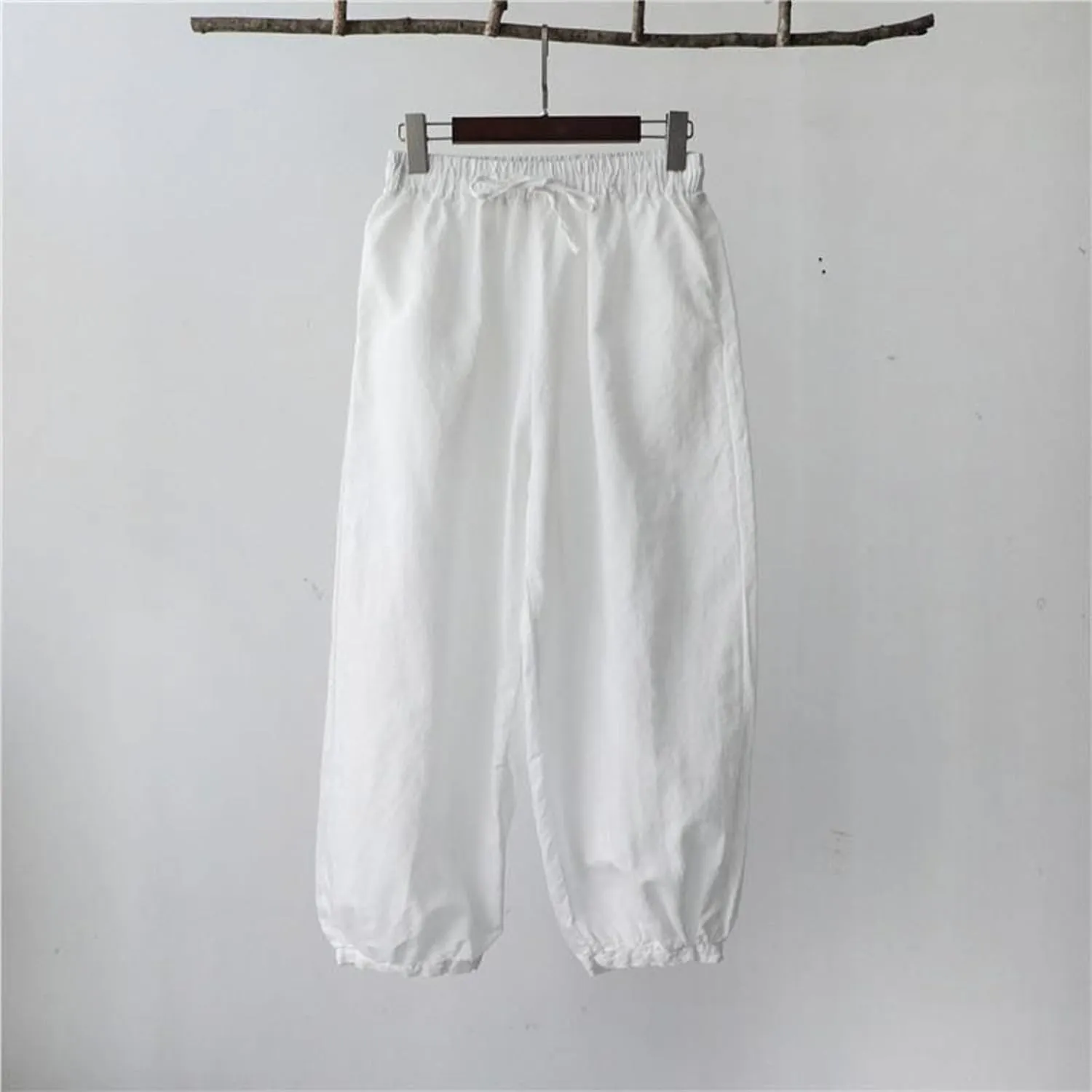 Womens Loose Harem Pants High Waist Casual Baggy Wide Leg Trousers Drawstring Breathable Beach Slacks with Pockets