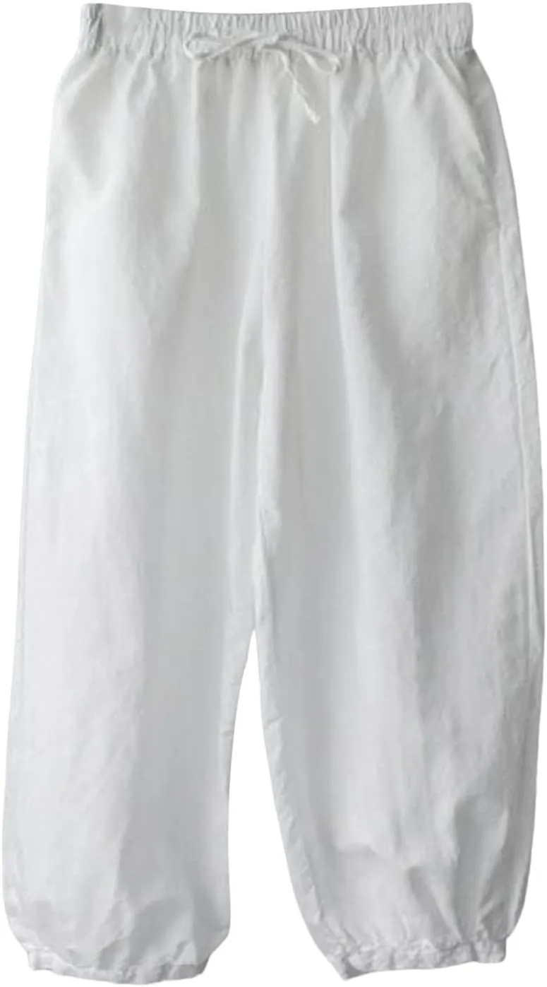Womens Loose Harem Pants High Waist Casual Baggy Wide Leg Trousers Drawstring Breathable Beach Slacks with Pockets