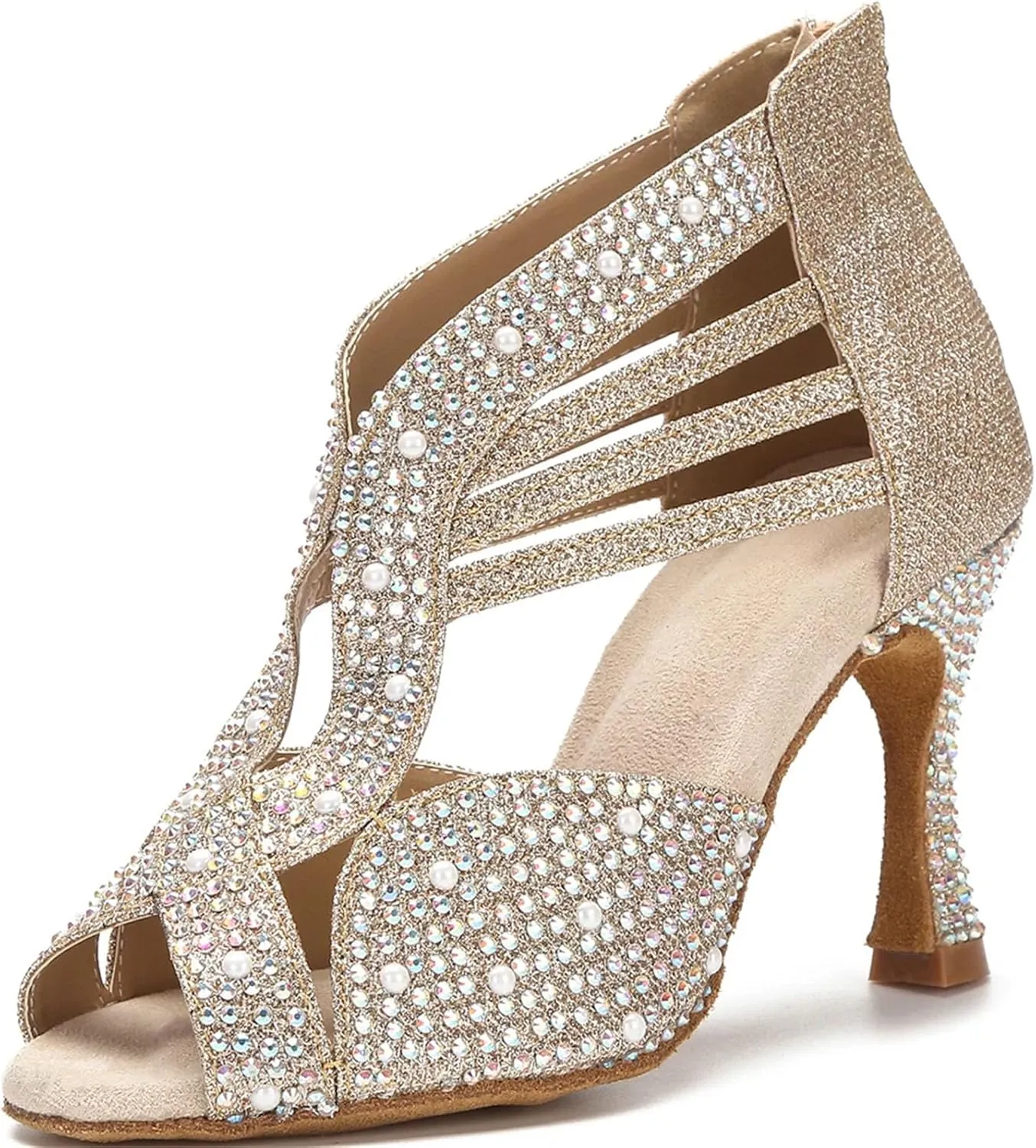Women's Modern Latin Dance Shoes - Salsa Ballroom Indoor Soft Sole Sandals, 5CM/2Inch Heel Height