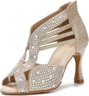 Women's Modern Latin Dance Shoes - Salsa Ballroom Indoor Soft Sole Sandals, 5CM/2Inch Heel Height