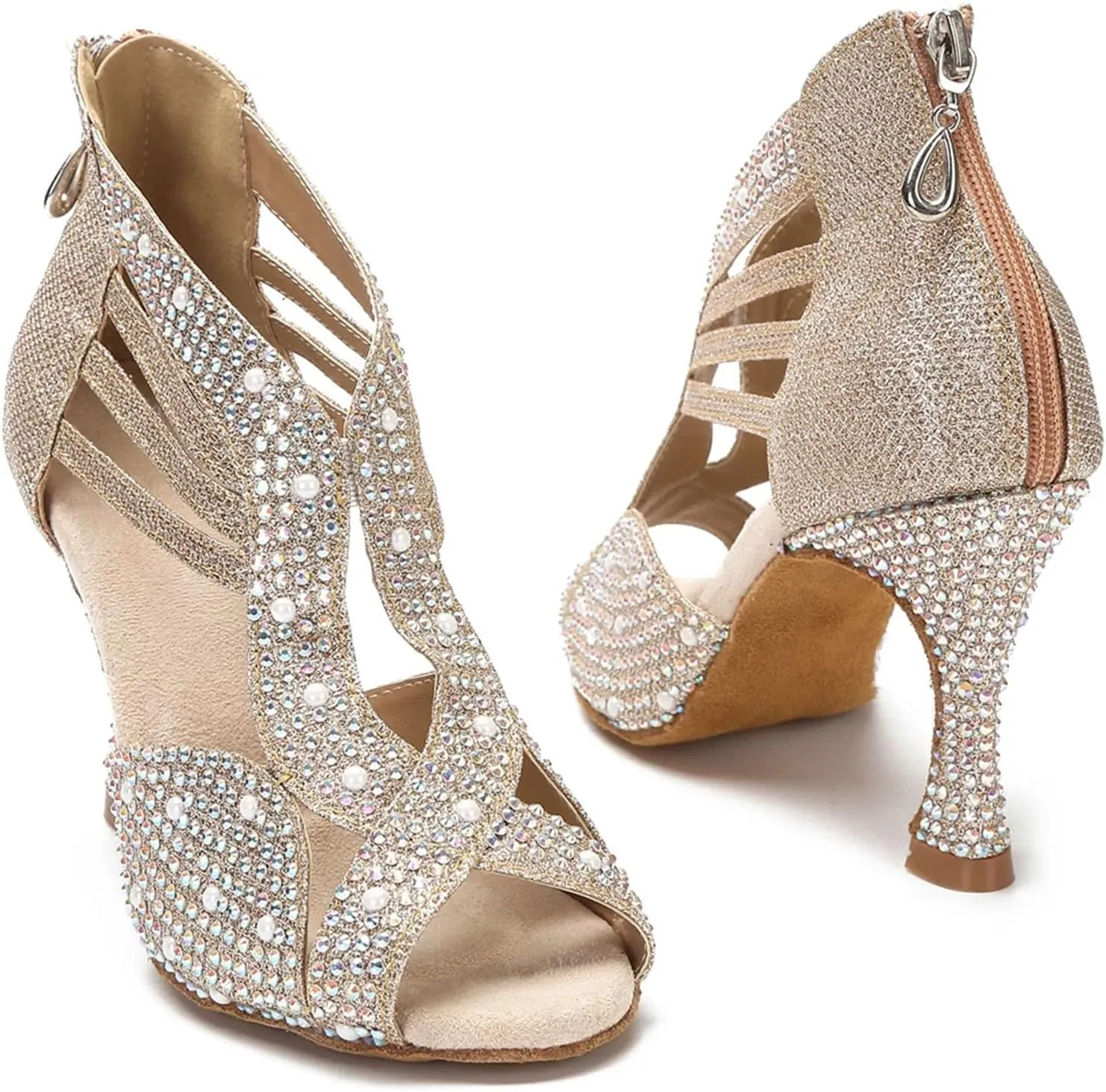 Women's Modern Latin Dance Shoes - Salsa Ballroom Indoor Soft Sole Sandals, 5CM/2Inch Heel Height