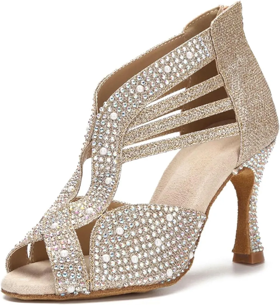 Women's Modern Latin Dance Shoes - Salsa Ballroom Indoor Soft Sole Sandals, 5CM/2Inch Heel Height