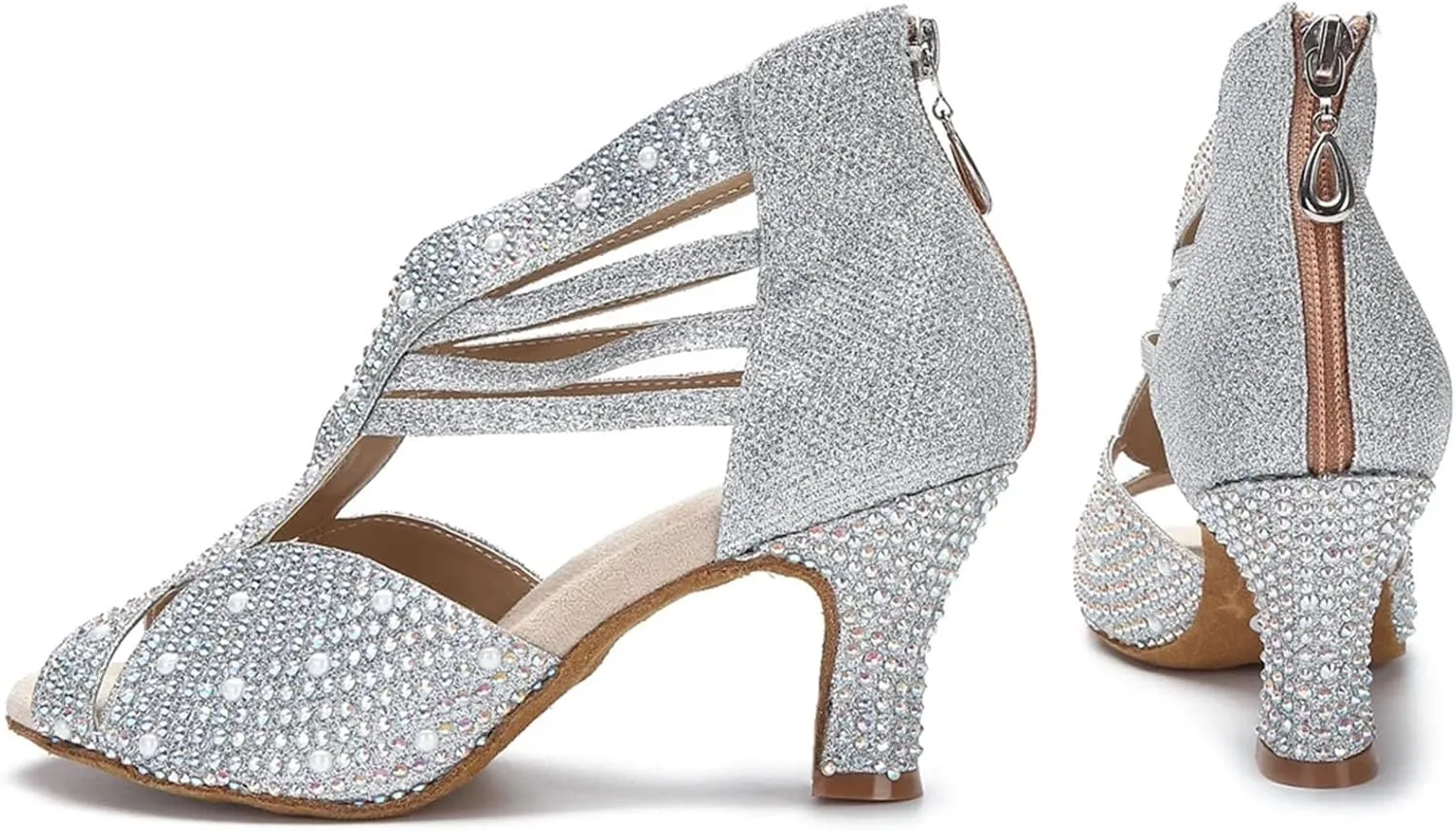 Women's Modern Latin Dance Shoes - Salsa Ballroom Indoor Soft Sole Sandals, 5CM/2Inch Heel Height