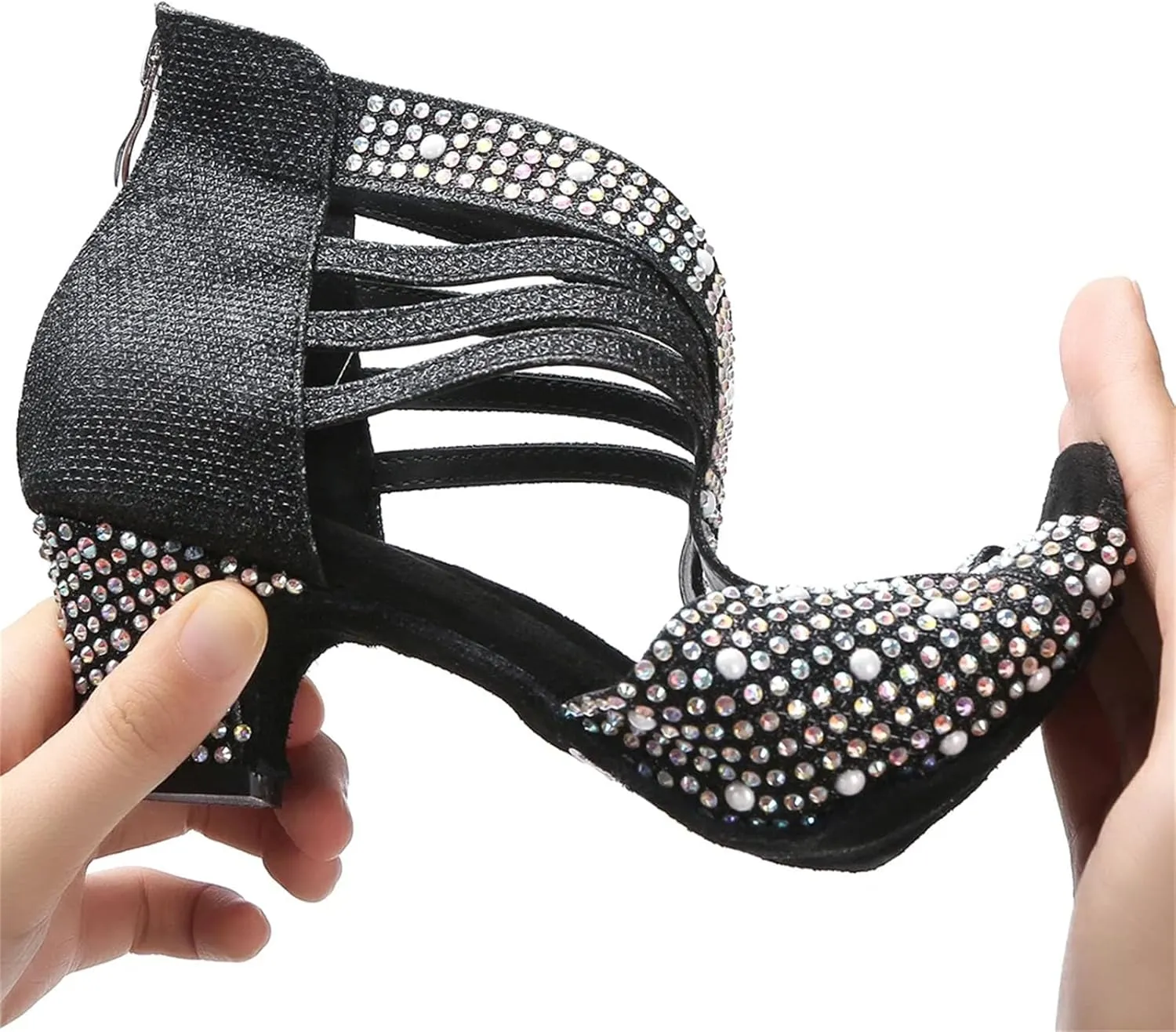 Women's Modern Latin Dance Shoes - Salsa Ballroom Indoor Soft Sole Sandals, 5CM/2Inch Heel Height