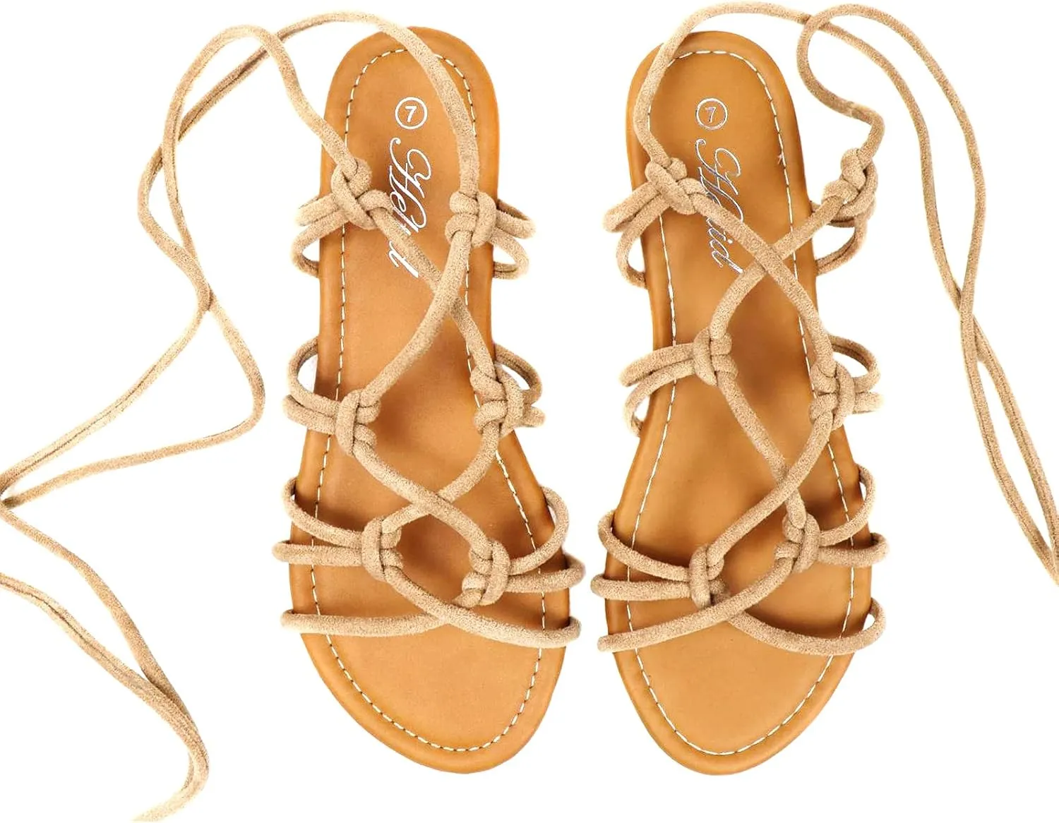 Women's Open Toe Lace Up Gladiator Flat SandalsSlip on Roman Sandals