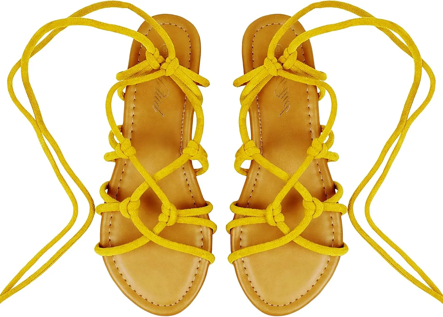 Women's Open Toe Lace Up Gladiator Flat SandalsSlip on Roman Sandals
