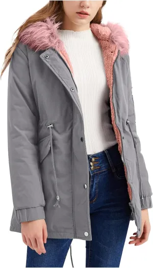 Women's Parka Hooded Winter Coats Warm Plush Casual Fur Plus Size Comfortable Mid Length Down Padded Jacket