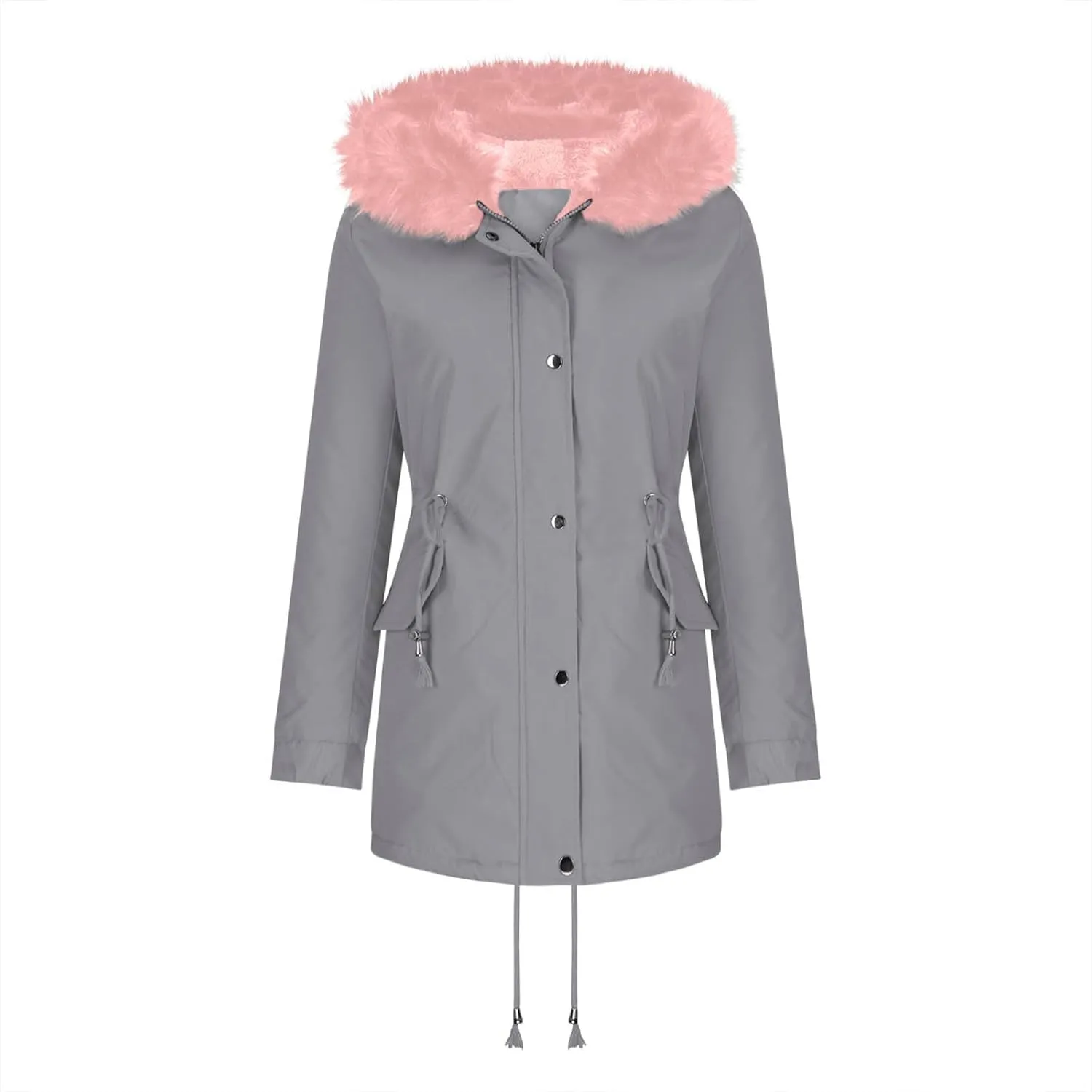 Women's Parka Hooded Winter Coats Warm Plush Casual Fur Plus Size Comfortable Mid Length Down Padded Jacket