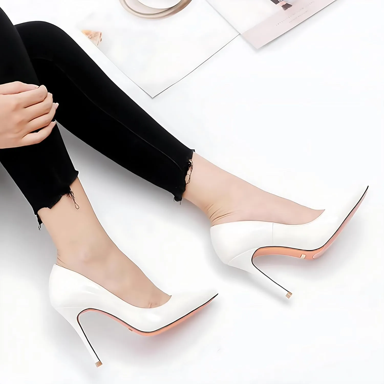 Women's Pointed Toe Shallow Stiletto Heels 4.7 Inch Pumps Wedding Party Banquet Shoes