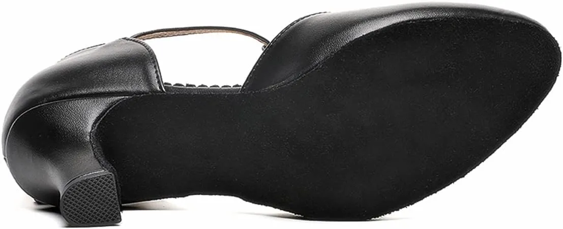 Womens T-Strap Latin Salsa Ballroom Dance Heels Black Character Shoes Prom Wedding Dress Pumps