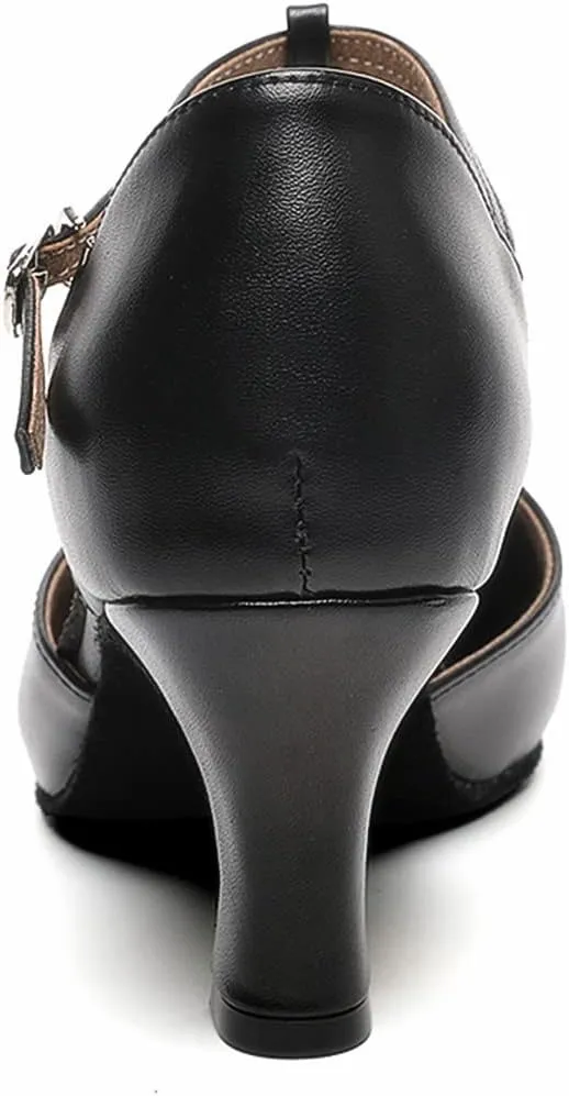 Womens T-Strap Latin Salsa Ballroom Dance Heels Black Character Shoes Prom Wedding Dress Pumps