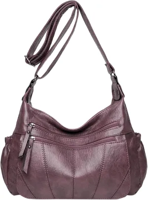 Women's Trendy Purses Vegan Leather Hobo Handbags Women's Shoulder Bags Tote Satchel Hobo Summer Mini Gym Bag(Purple)