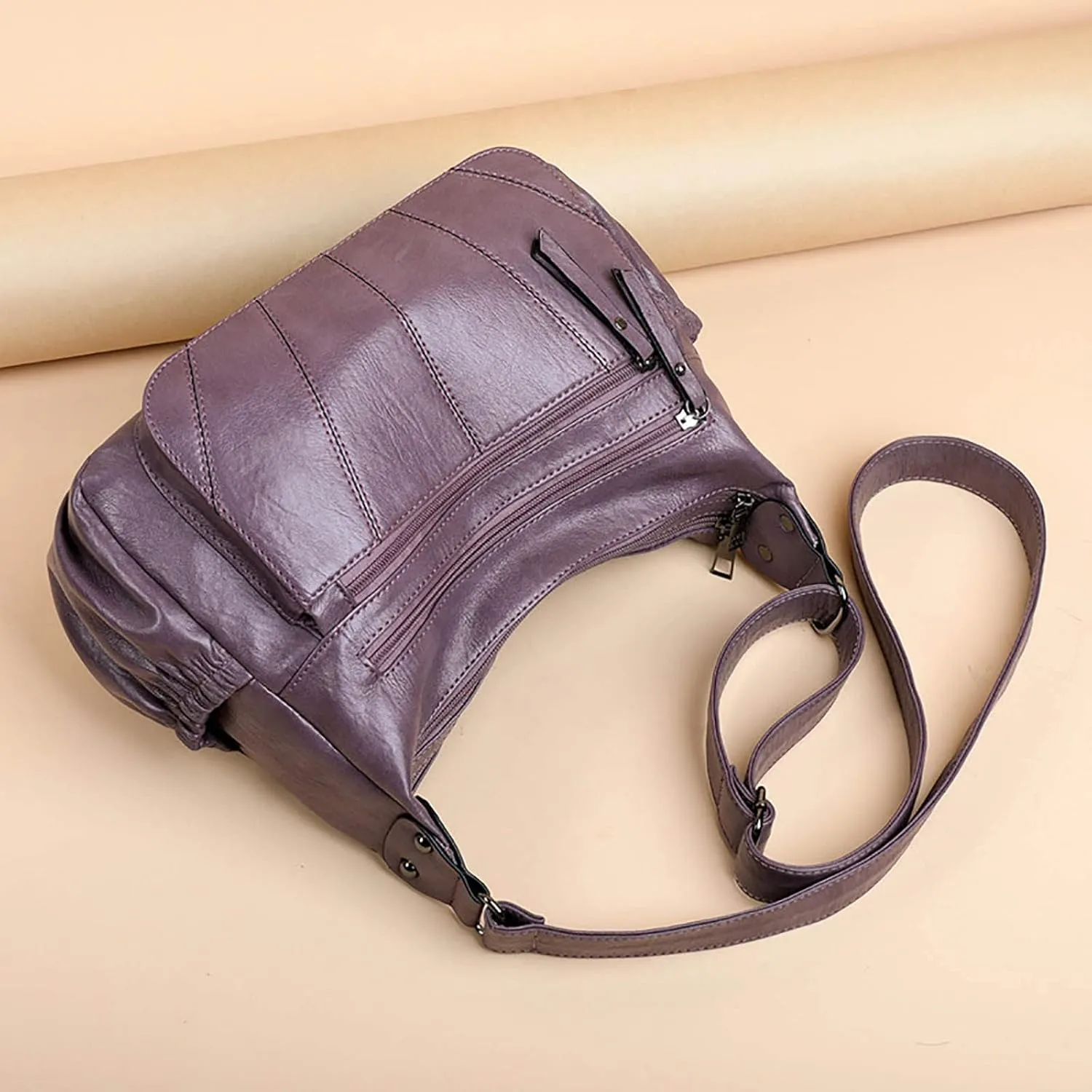 Women's Trendy Purses Vegan Leather Hobo Handbags Women's Shoulder Bags Tote Satchel Hobo Summer Mini Gym Bag(Purple)