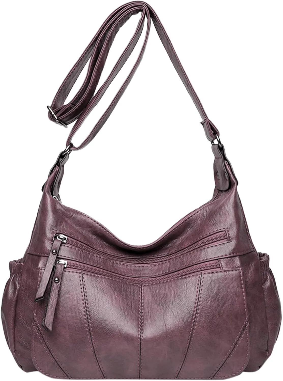 Women's Trendy Purses Vegan Leather Hobo Handbags Women's Shoulder Bags Tote Satchel Hobo Summer Mini Gym Bag(Purple)