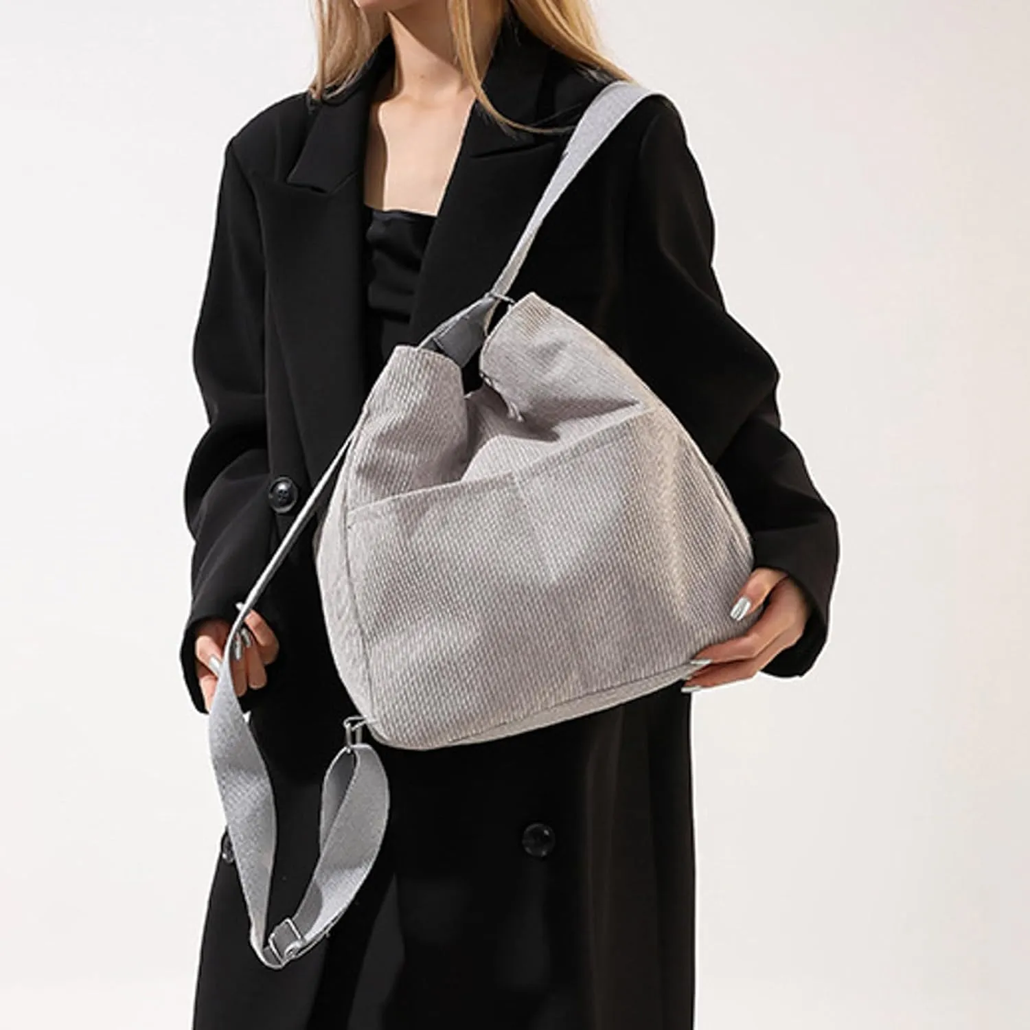 Women's Trendy Purses Vegan Leather Hobo Handbags Women's Shoulder Bags Tote Satchel Hobo Travel Bag with Zipper(Grey)